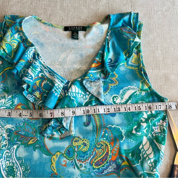 Ralph Lauren Y2K Paisley Ruffle Fit & Flare Sleeveless Dress Cotton Barely Worn - Picture 13 of 16